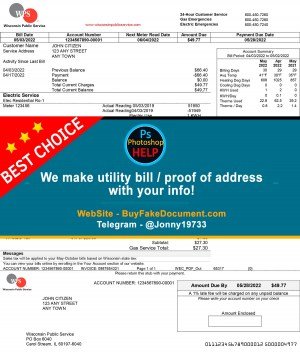 Illinois WPS Sample Fake utility bill